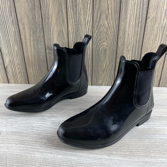 Lauren Ralph Lauren Tally Bo Rai Rubber Chelsea Black Boots Size 10B - Picture 4 of 16